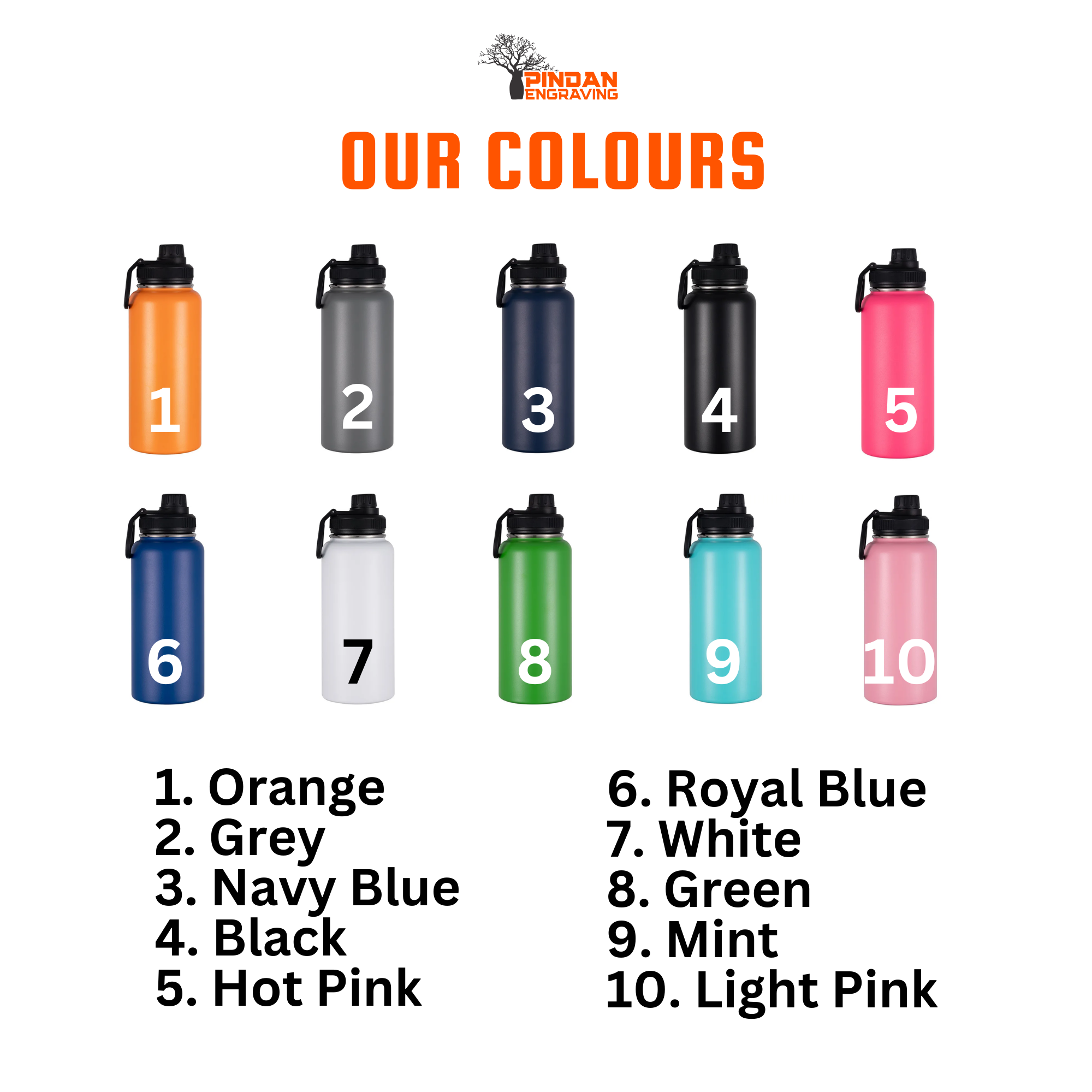 940ml (32oz) Personalised Engraved Stainless Steel Water Bottle - Image 4