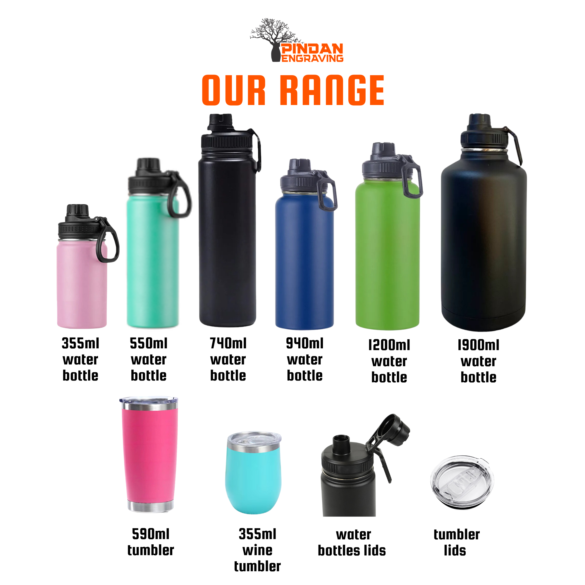 1.2 litre (40oz) Personalised Engraved Stainless Steel Water Bottle - Image 7