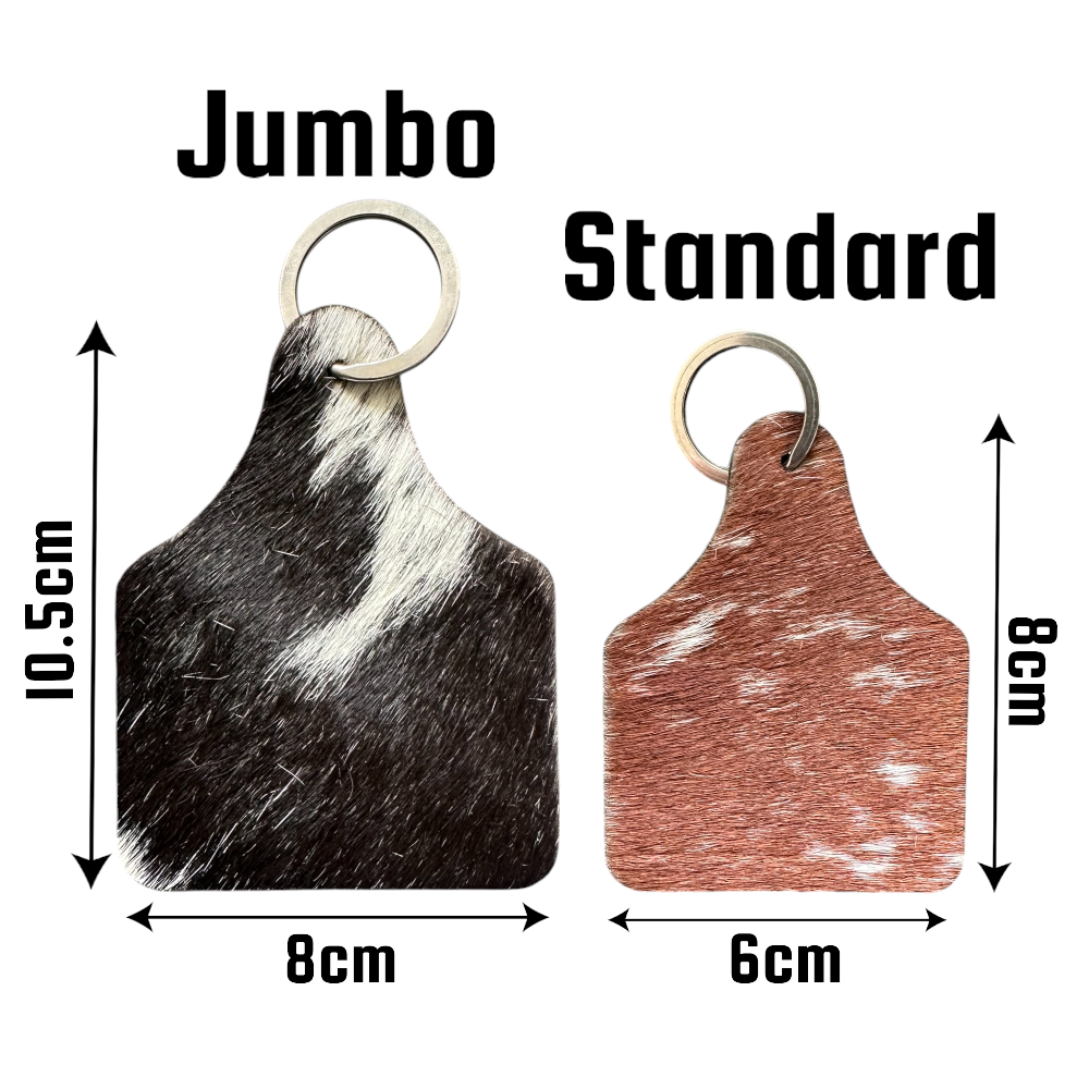 Cowhide Cattle Tag Shaped Keychain - Image 3