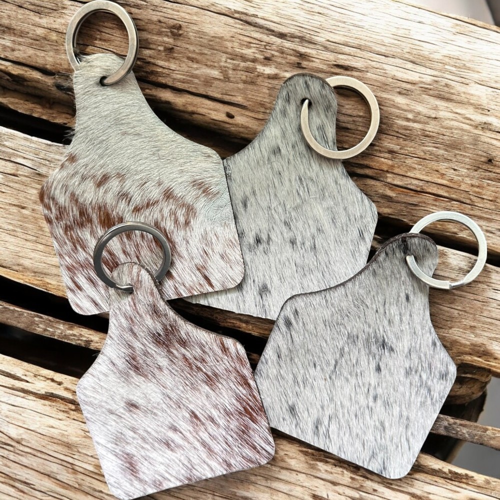 Cowhide Cattle Tag Shaped Keychain - Image 12