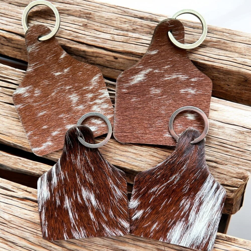 Cowhide Cattle Tag Shaped Keychain - Image 10