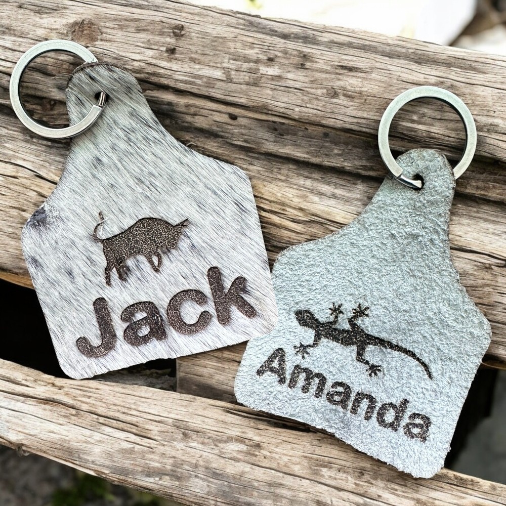 Custom Engraved Cowhide keychains