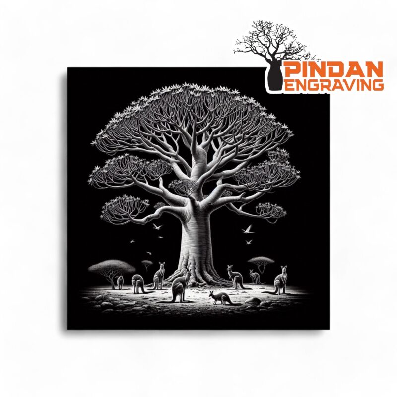 Boab tree with kangaroos