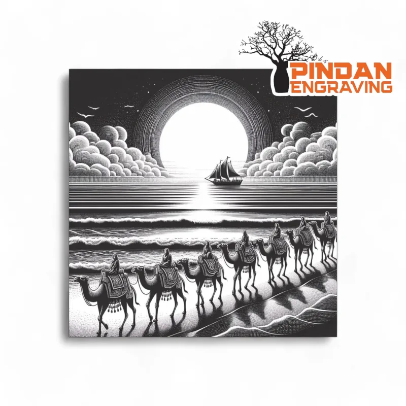 Camels On Cable beach slate coaster