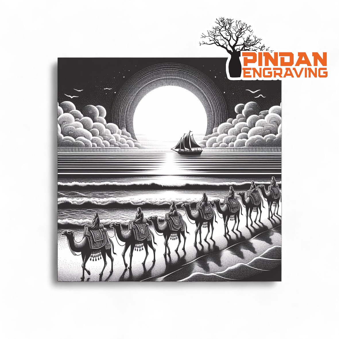 Camels On Cable beach slate coaster