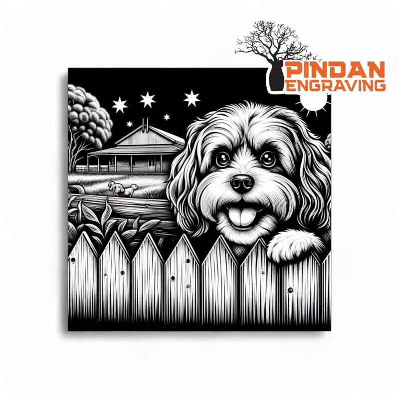 Caboodle over fence slate coaster