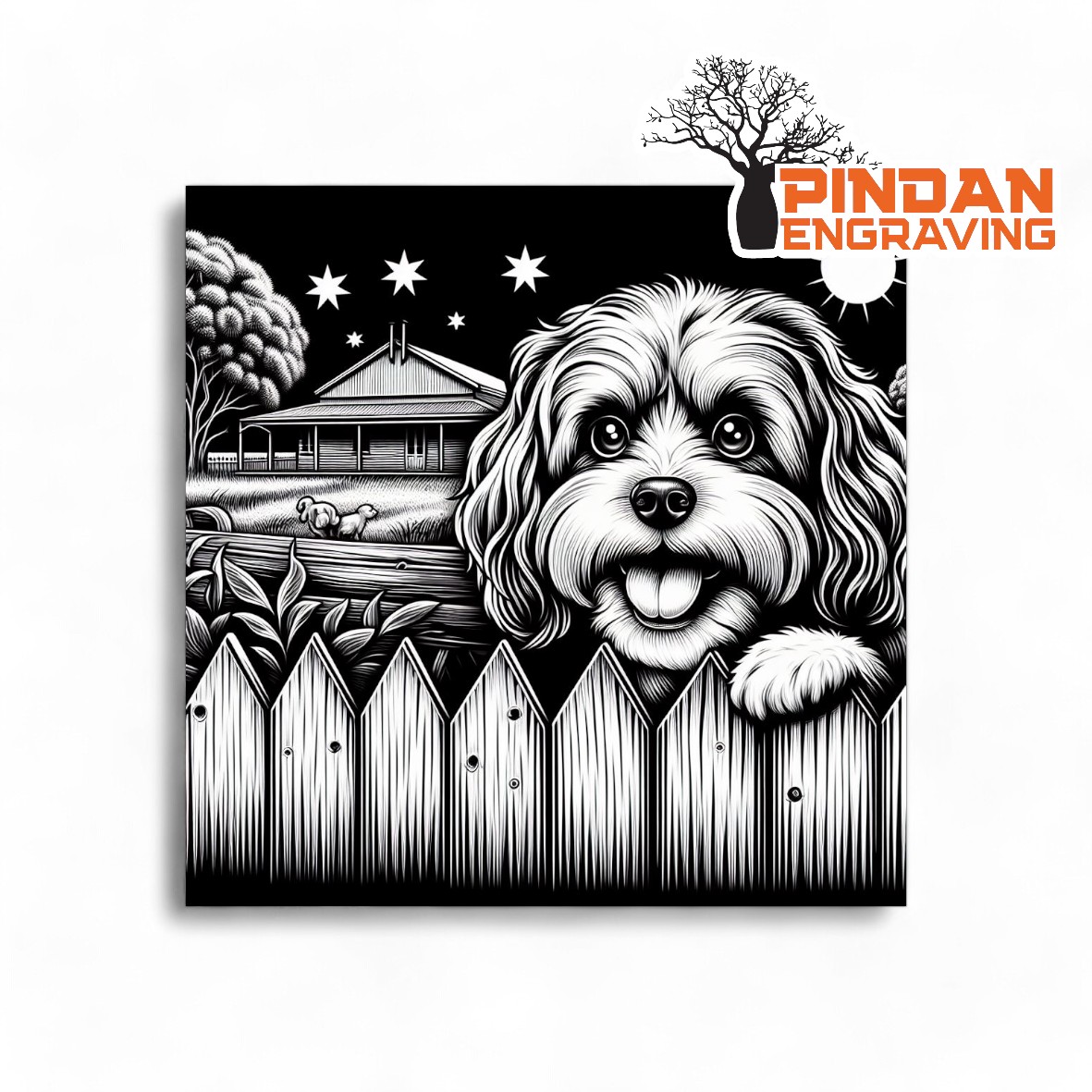 Caboodle over fence slate coaster