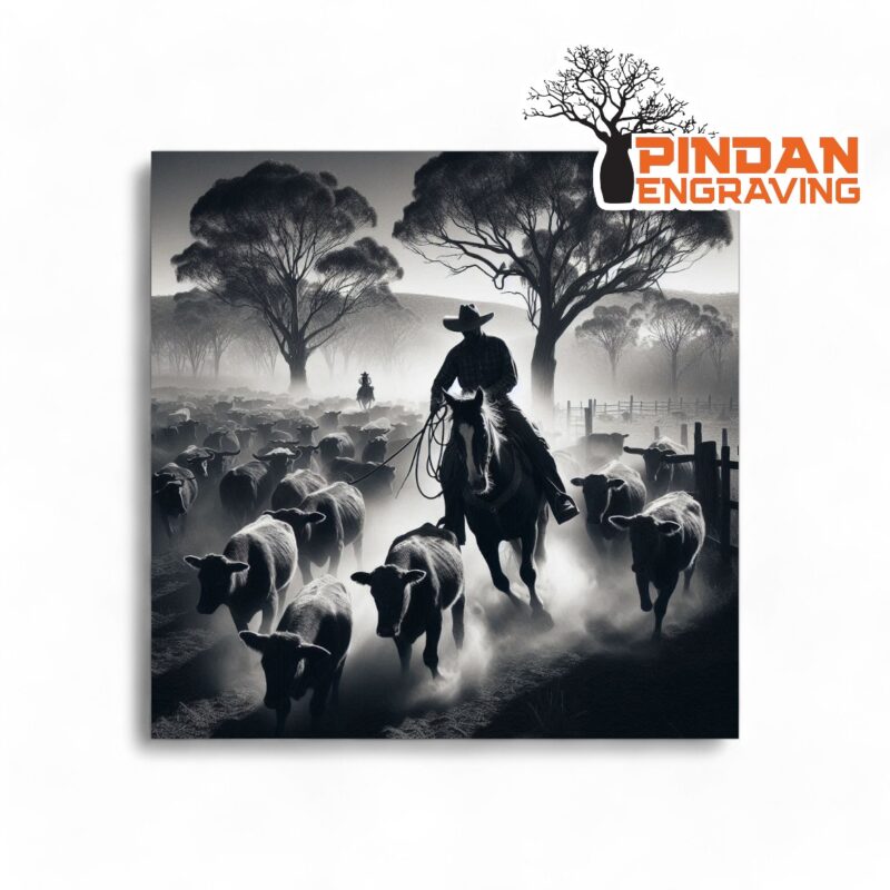 Cowboy in a paddock slate coaster