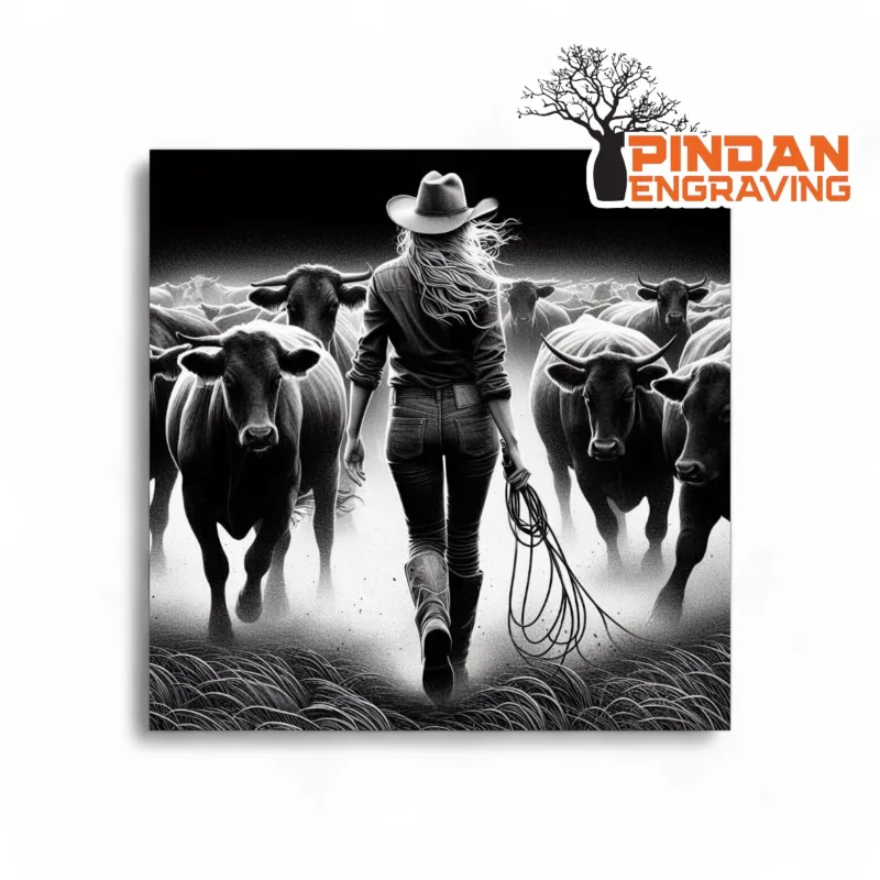 Cowgirl slate coaster