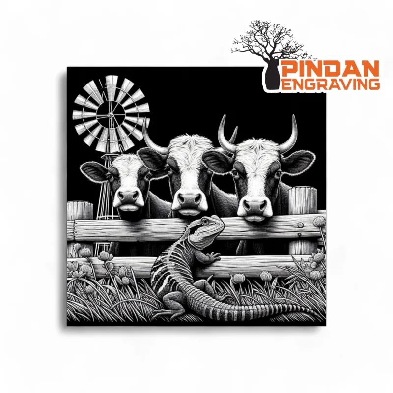 Cows over a fence slate coaster