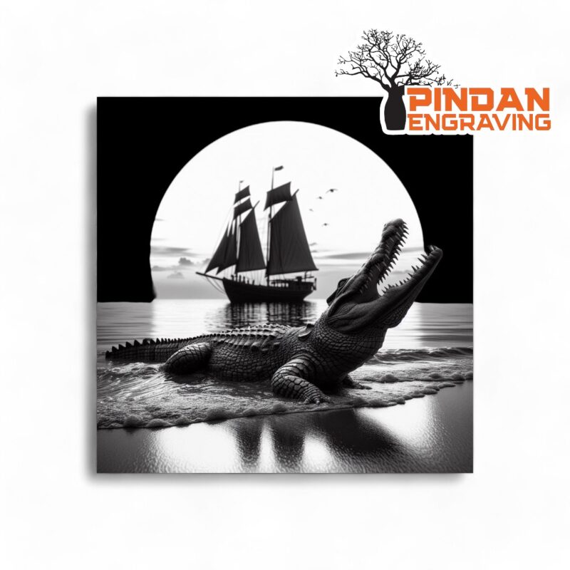 Crocodile on the beach slate coaster