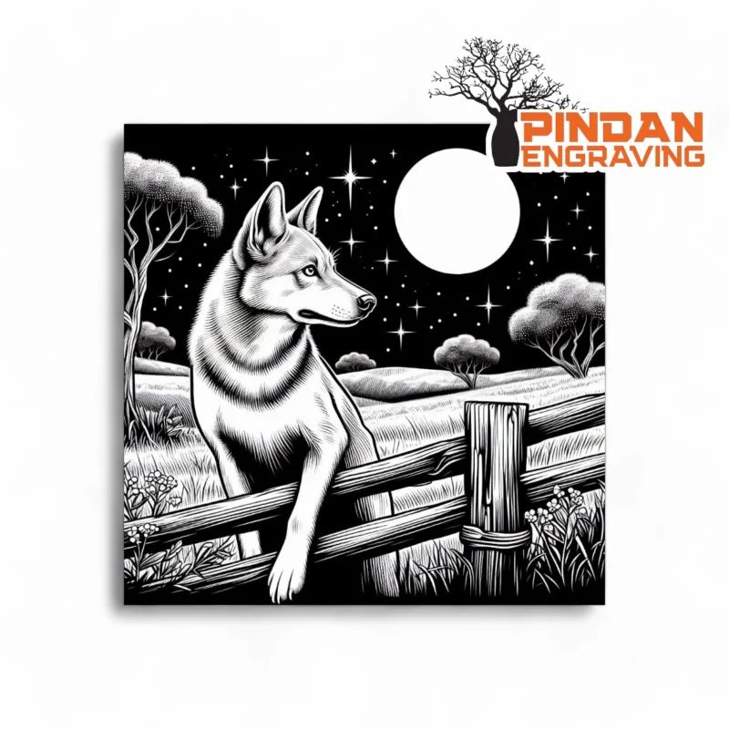 Dingo over fence slate coaster