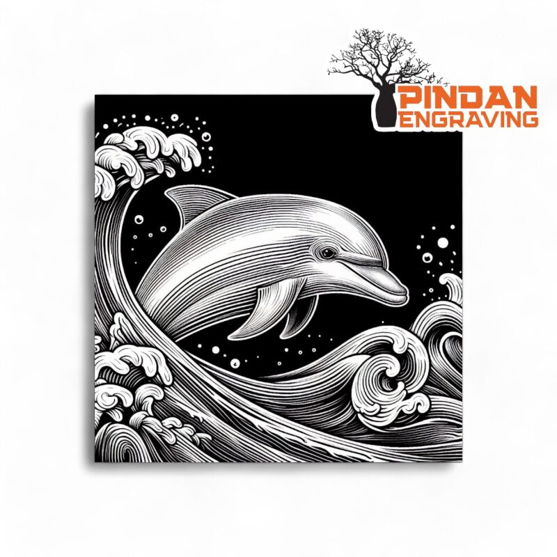 Dolphin in waves slate coaster