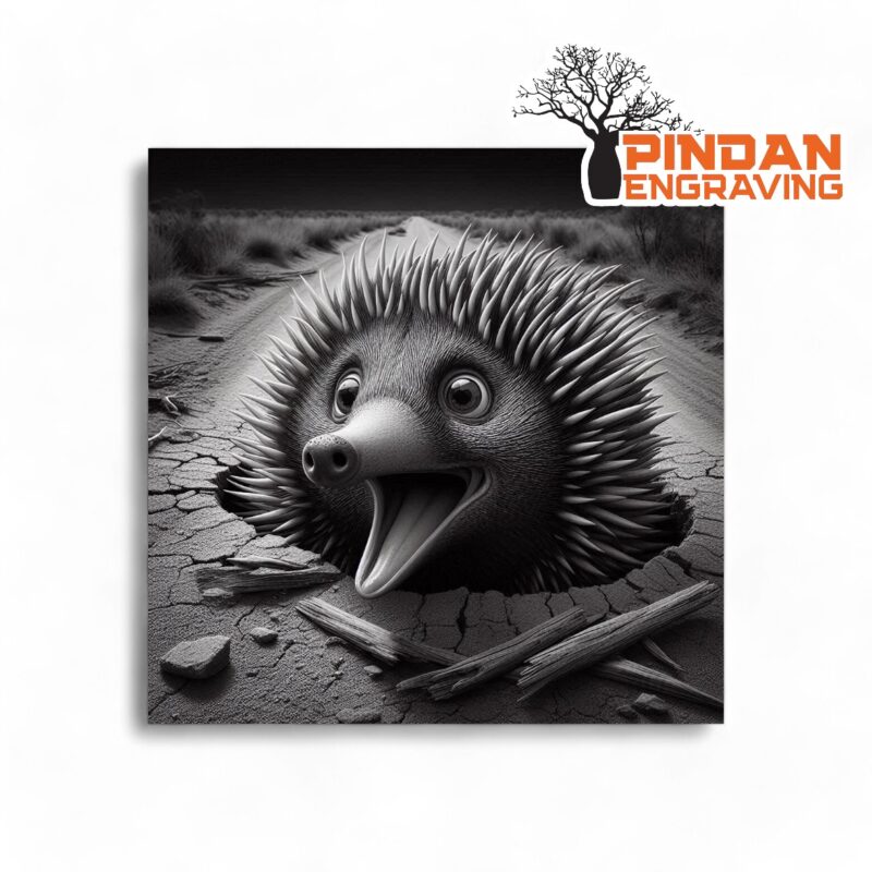 Echidna on road slate coaster