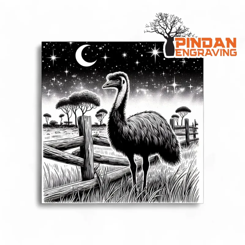 Emu over a fence slate coaster
