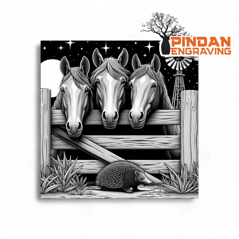 Horse with echidna slate coaster