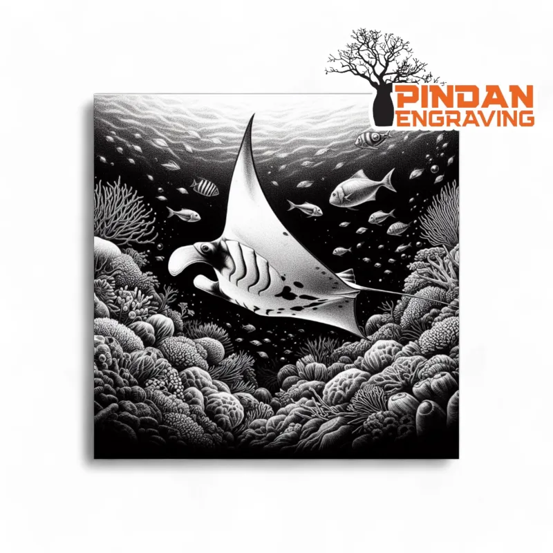 Manta Ray slate coaster
