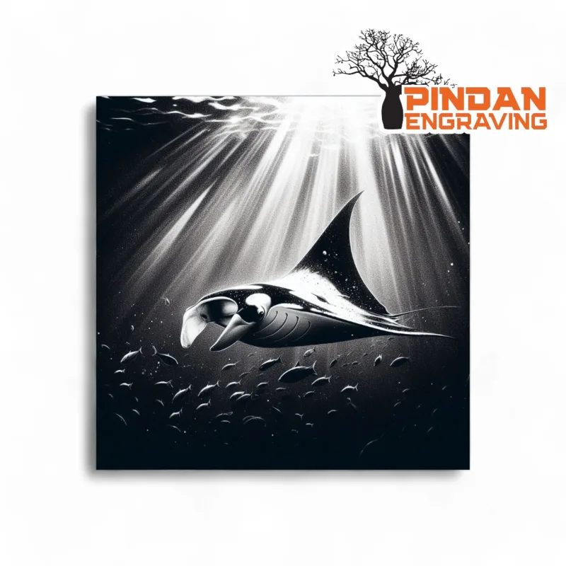 Manta ray slate coaster