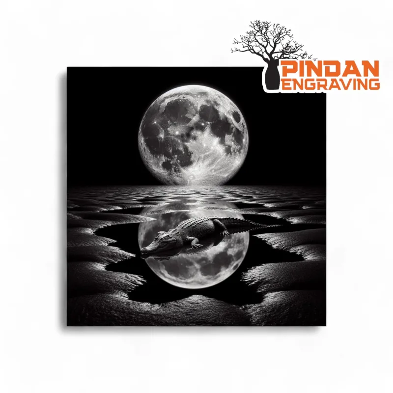 Moon with Crocodile slate coaster