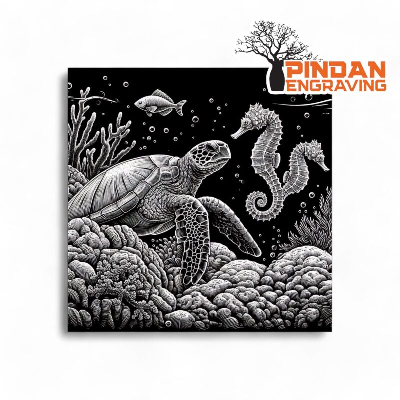 Reef and turtles slate coaster