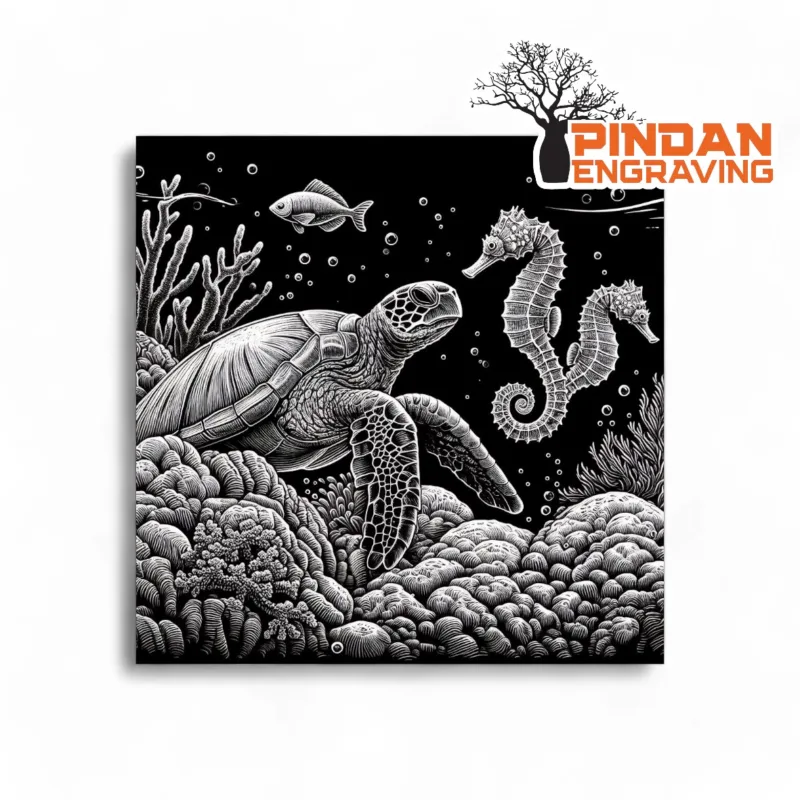 Reef and turtles slate coaster