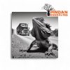 Road train and frilled neck lizard slate coaster