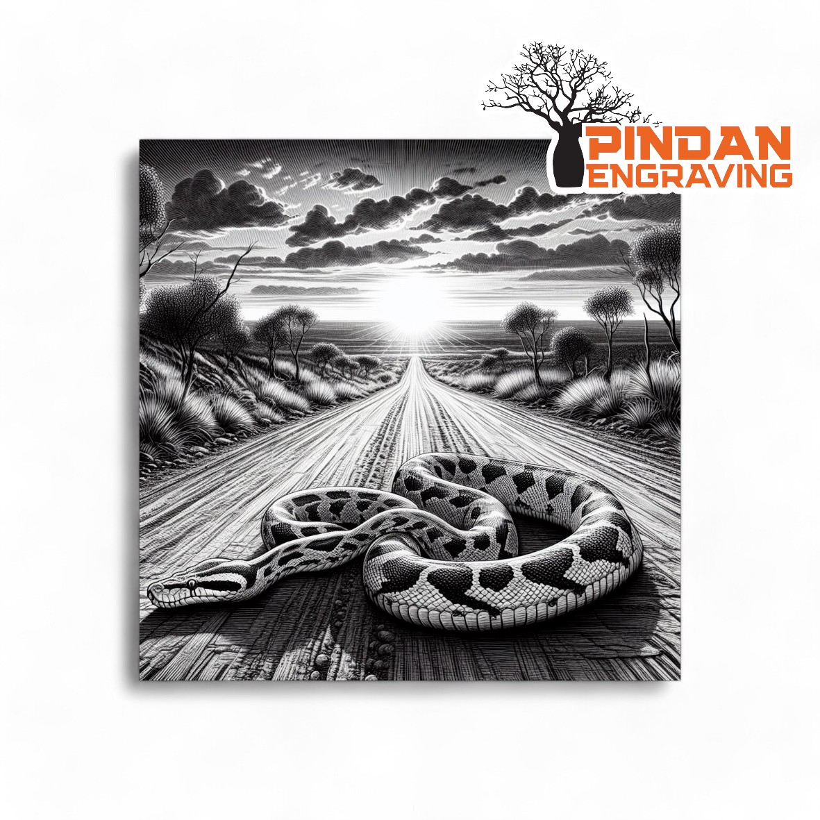 Snake on road slate coaster