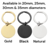 Stainless Steel Round Keychains Sizes and Colours