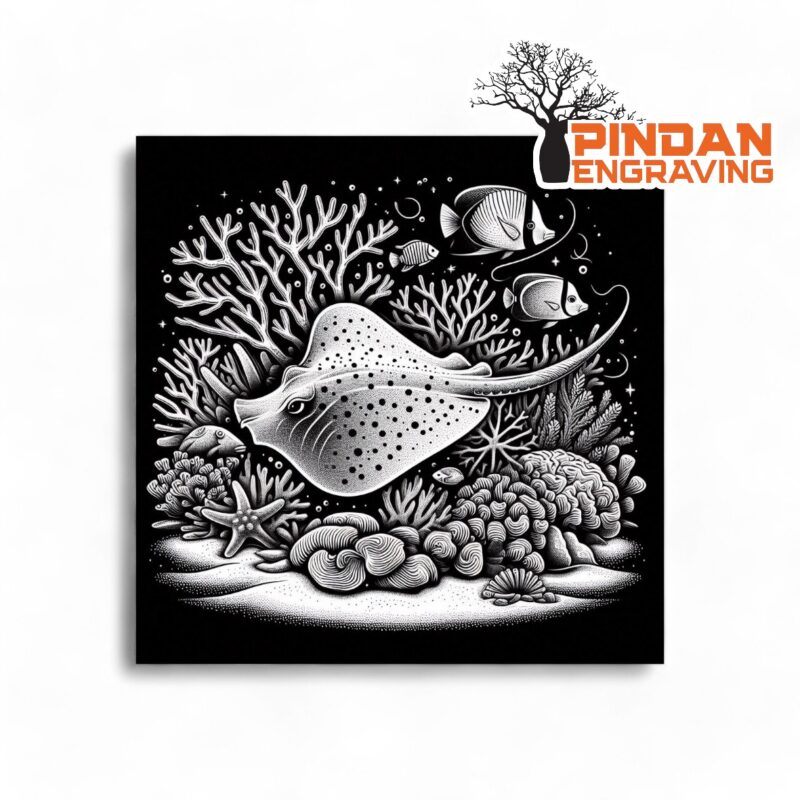 Stingray on reef slate coaster