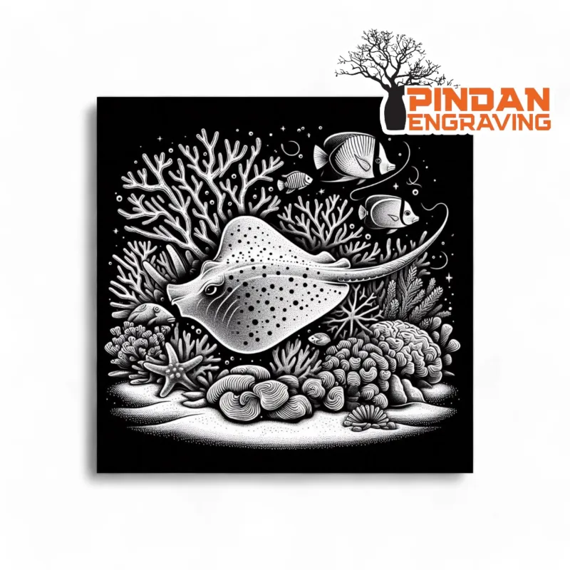 Stingray on reef slate coaster