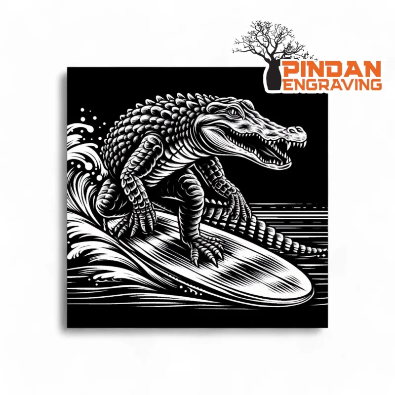 Surfing crocodile slate coaster