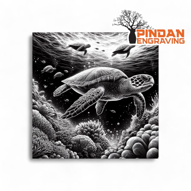 Turtle on Reef slate coaster 2