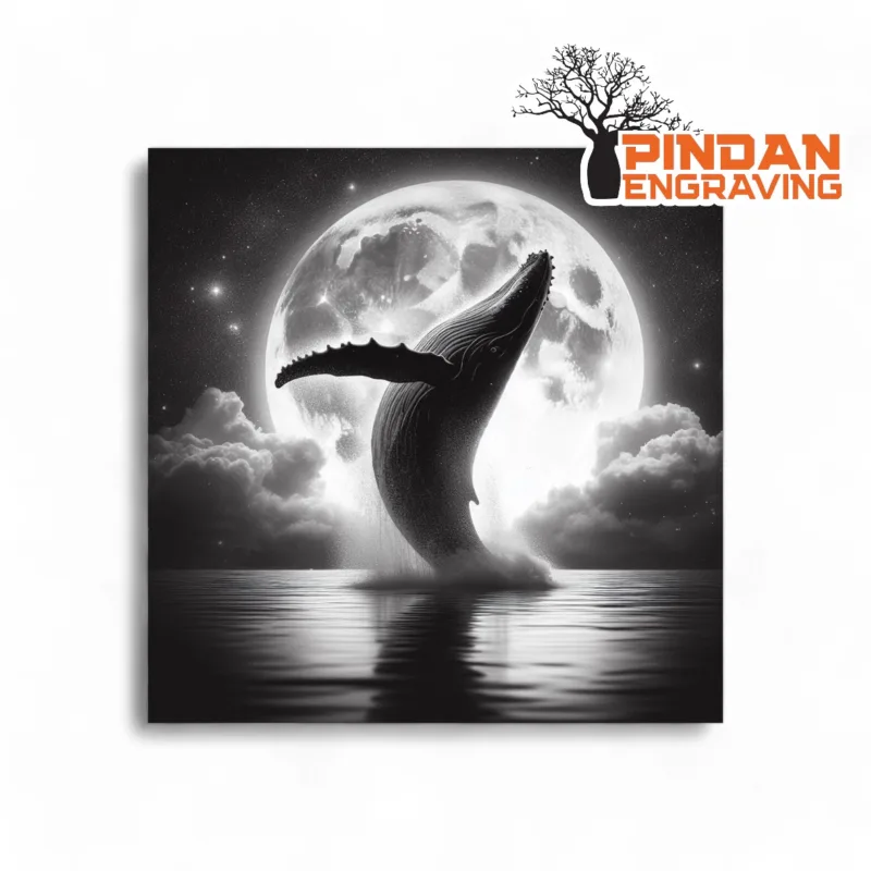 Whale in moonlight slate coaster