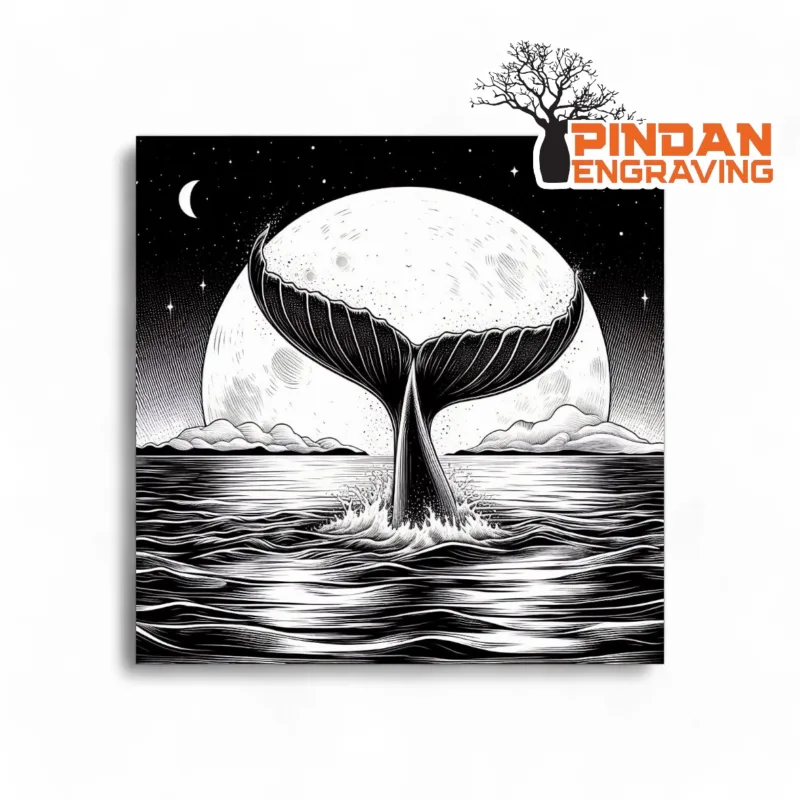 Whales Tail in Moonlight slate coaster