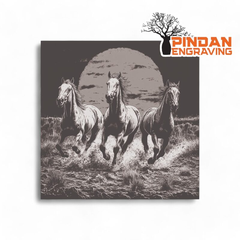 running horses slate coaster