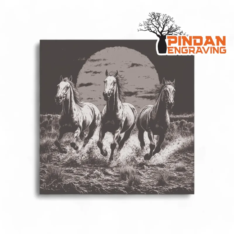 running horses slate coaster