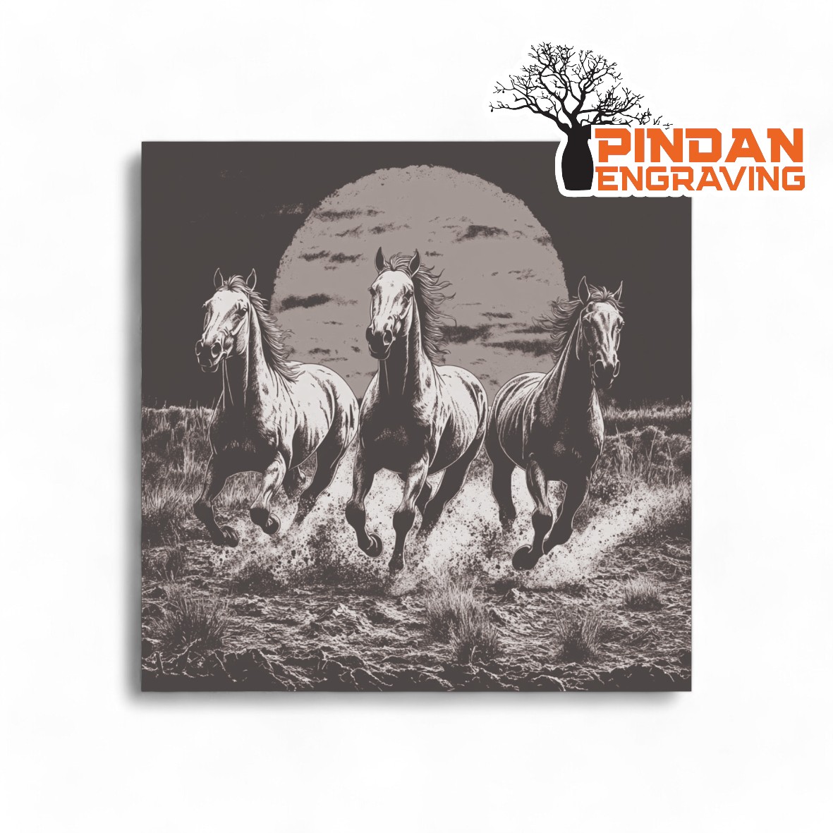 running horses slate coaster