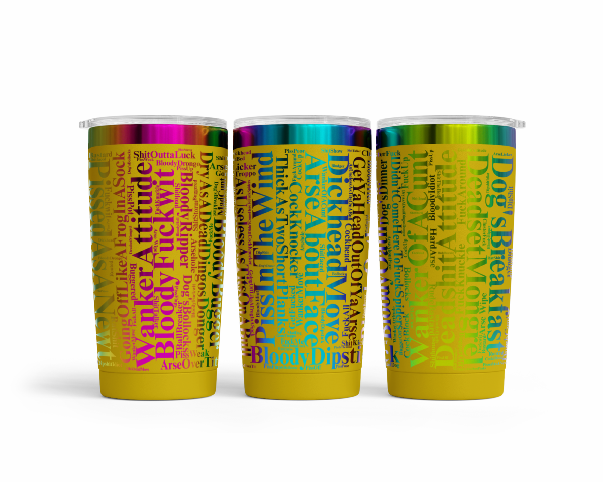 Yellow Chrome Aussie Slang 20oz Tumbler