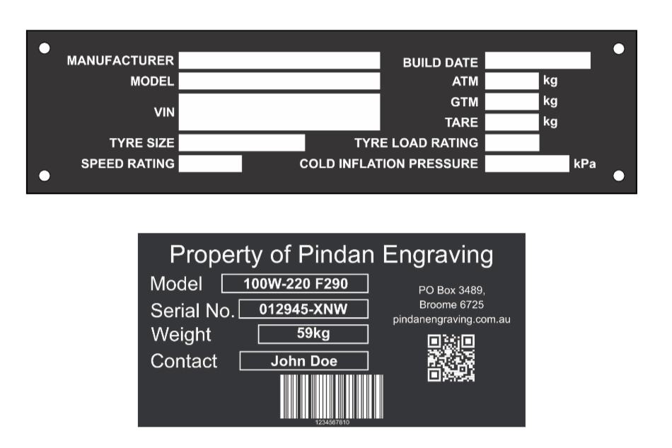 Commercial engraved asset tags and labels in Broome
