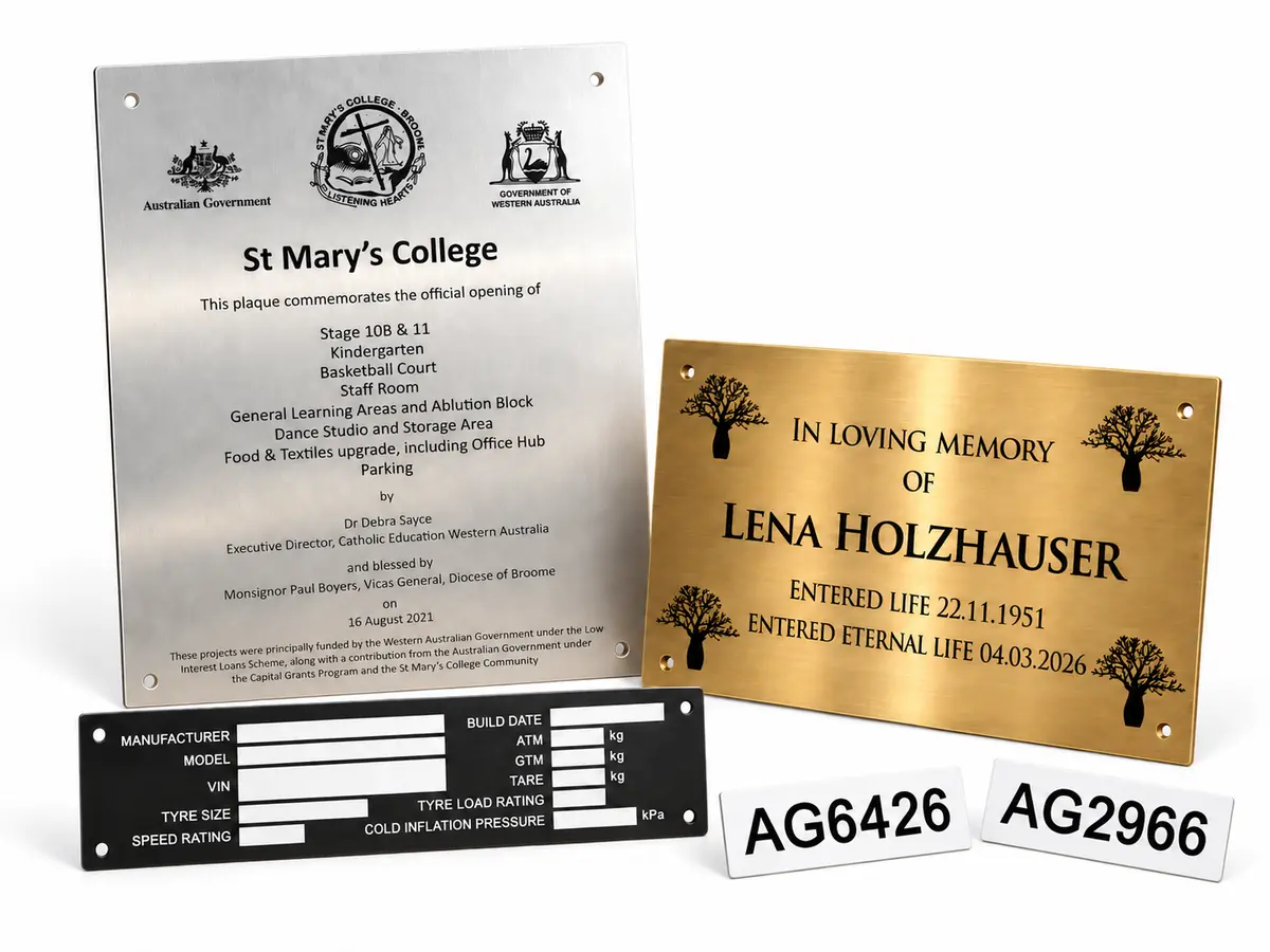 Commercial engraving plaques, asset labels and identification signs made in Broome