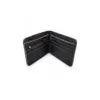 black bifold wallet open card slots angled