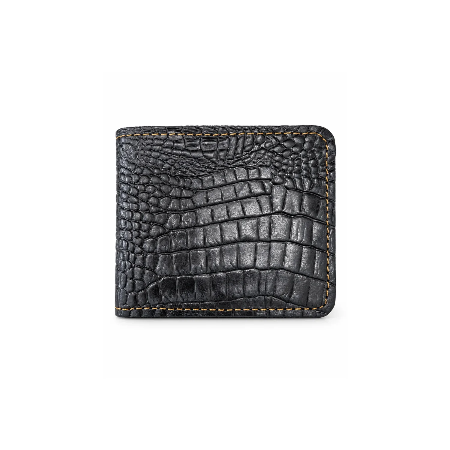 black crocodile pattern bifold wallet front