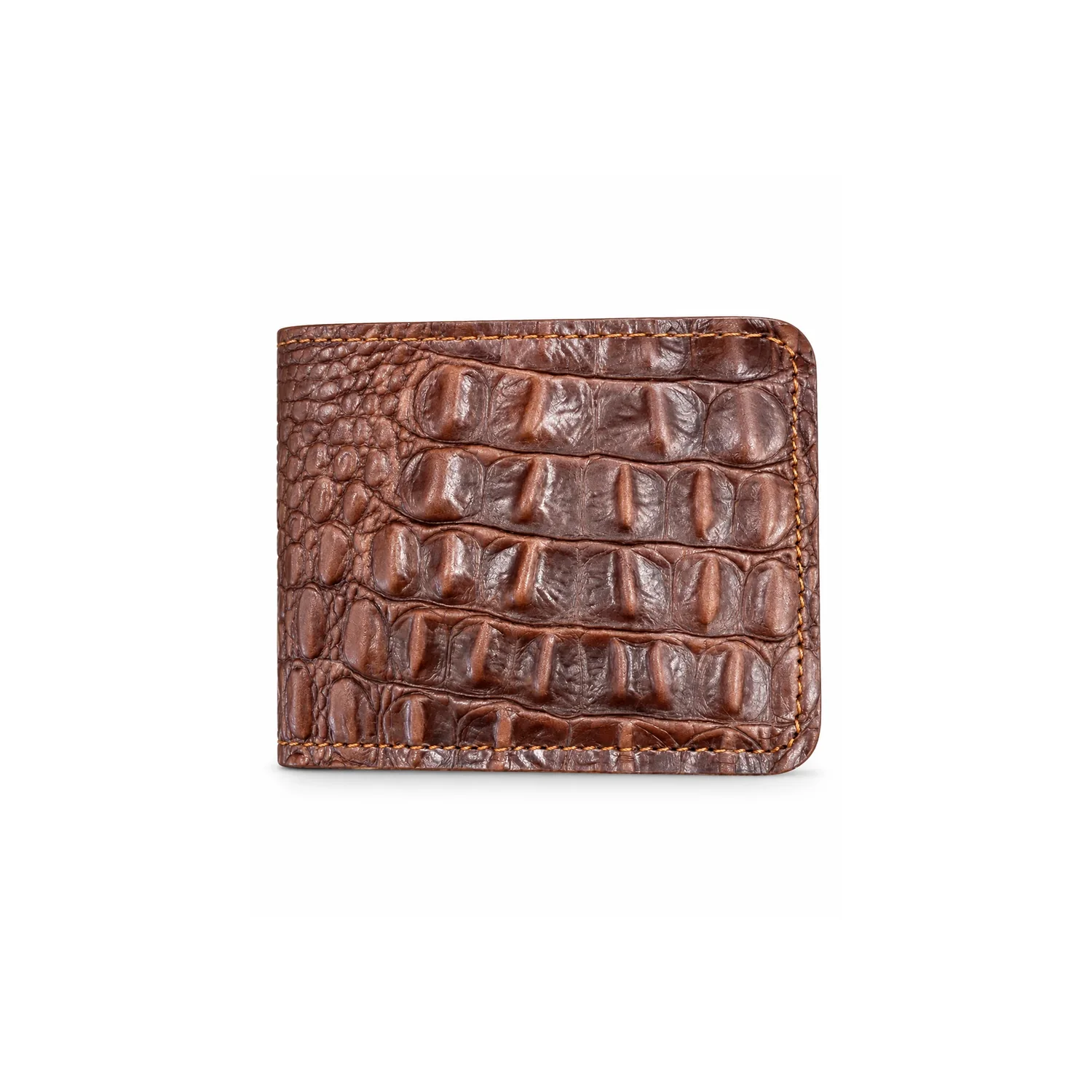 dark brown crocodile wallet front