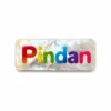 Mother of pearl name badge with the Pindan logo UV printed in full colour on a white background.