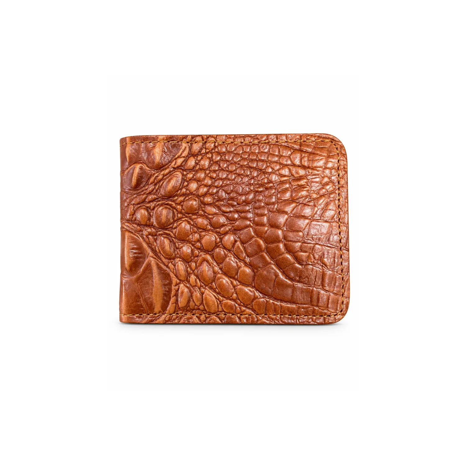 tan crocodile wallet front